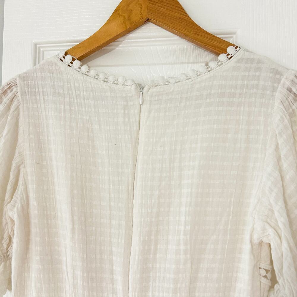 Showpo Saints + Secrets White Puff Sleeve Ruffle Mini Dress Size S Cotton EUC - Picture 9 of 10